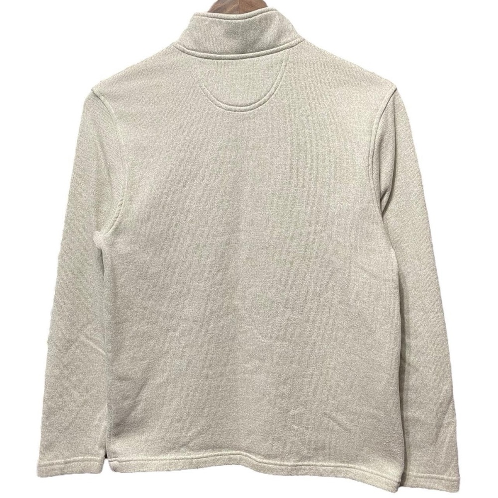 plain blank tan cream Izod small gray logo long sleeve quarter zip sweatshirt - Picture 5 of 5